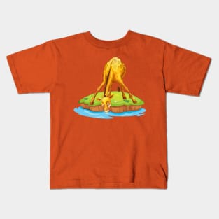 Giraffe Drinking Kids T-Shirt